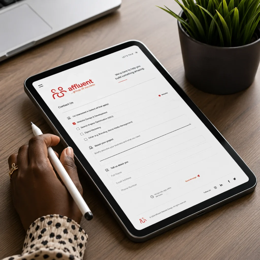 website designers-Stylus Planning on Tablet Workspace